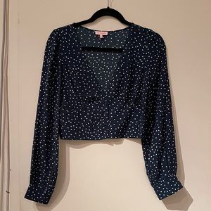 Dark green polka dot blouse